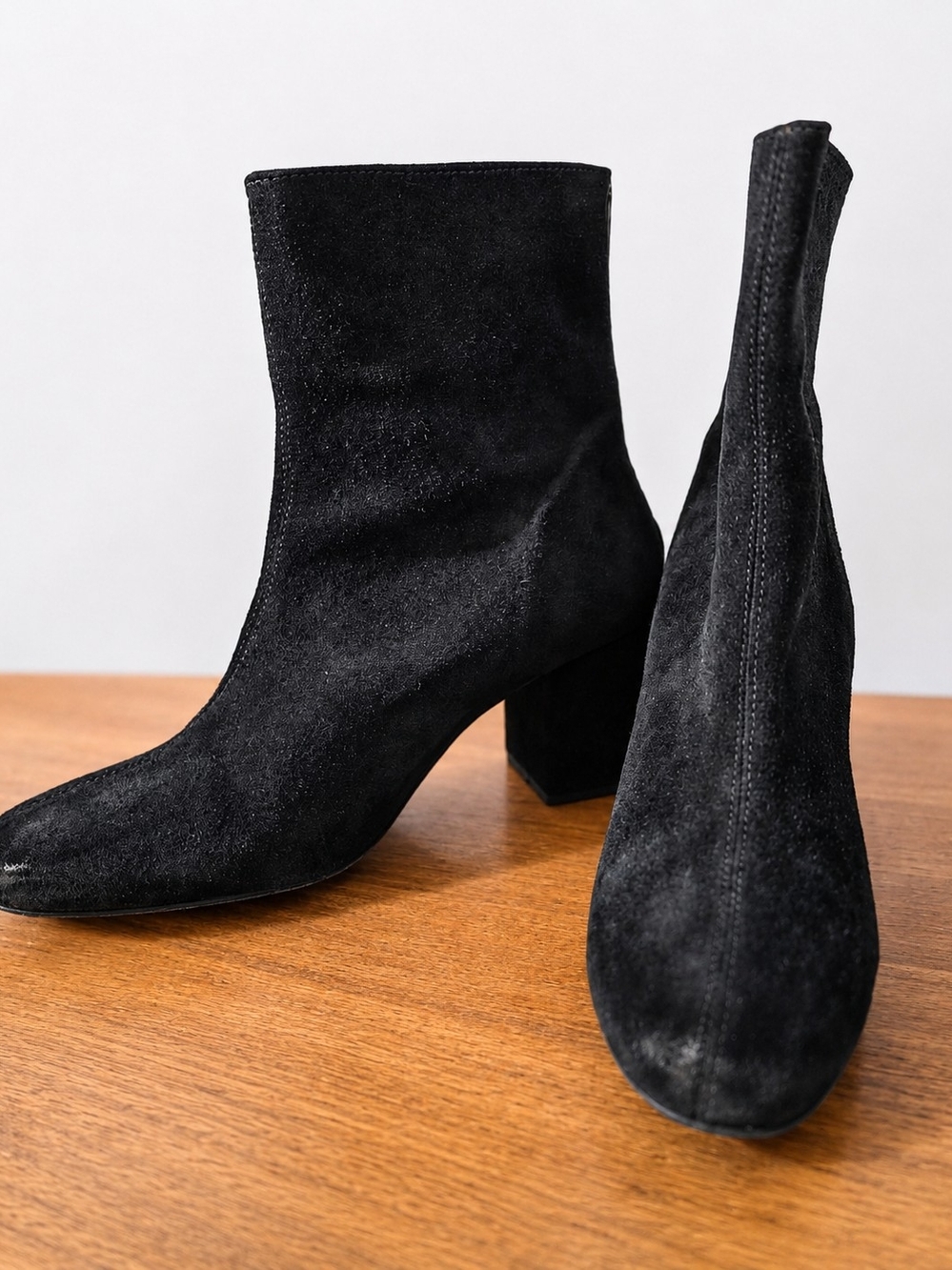 Free People FP Collection Black Suede Sock Ankle Boots EU 41 US 11 Block Heel